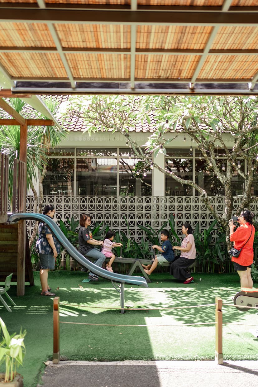 Swings in a garden area