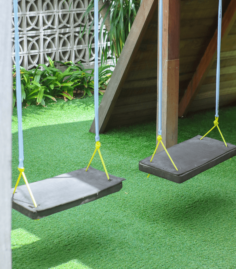 Swings in a garden area